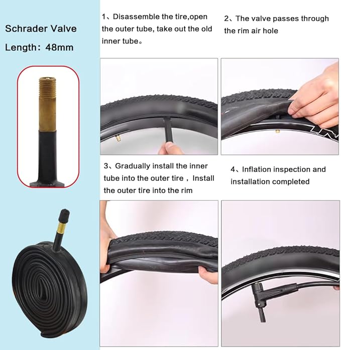 2 Pack 700x23C/25C/28C/35C/38C Bike Tires Plus Bike Inner Tubes Presta Valve 48mm or Schrader Valve 48mm Foldable Replacement Tires for Road Bicycle