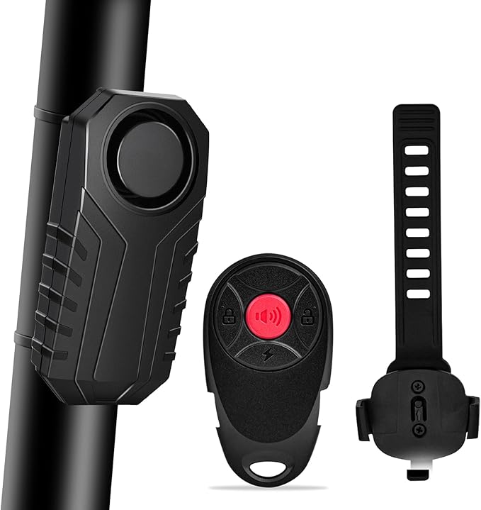 113dB Bike Alarm,Motorcycle Alarm,Burglar Vibration Motorcycle Bicycle Alarm Security System IP65 Waterproof, Suitable for Scooter Vehicle Trailer Car Door Window Electric Bike Accessories