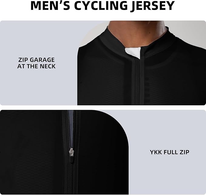YKYWBIKE Cycling Jersey Men Aero Race Fit, Road Bike Jersey Short Sleeved Moisture Wicking, Breathable,Zip Pocket,UPF50＋