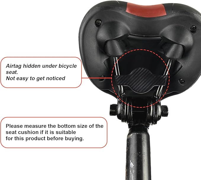 Hidden Airtag Mount for Bike, GPS Tracker Under Seat Waterproof, Bicycle Seatpost Reflector Mount Anti-Theft Tag Holder Compatible with Apple Airtag, Electric Bike, Scooter (Black)