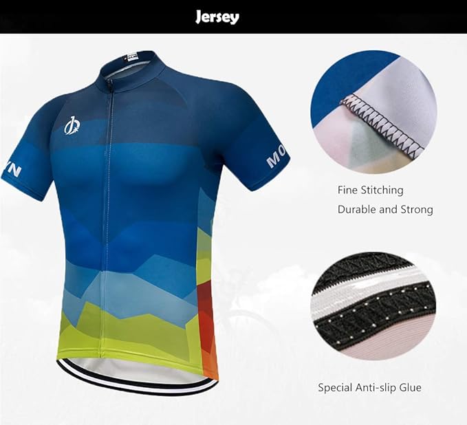 MOXILYN Men's Cycling Jersey Full Zip Riding Clothing Mountain Bike Tops Quick Dry - Bike Shirts