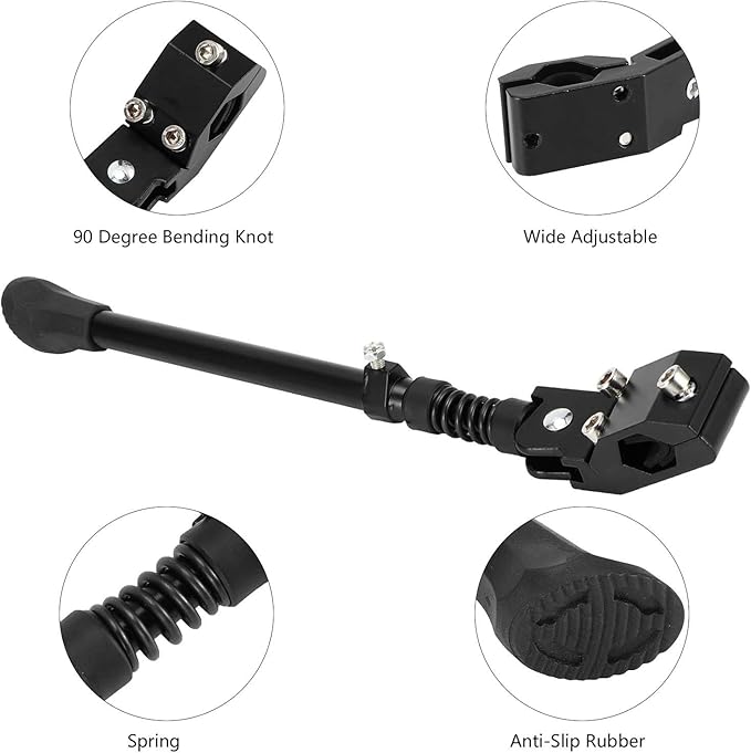 Adjustable Bike Kickstand Aluminum Rear Side Bicycless Stand Accessory for 16in 20in 24in 26in Tire Diameter Mountain Bike