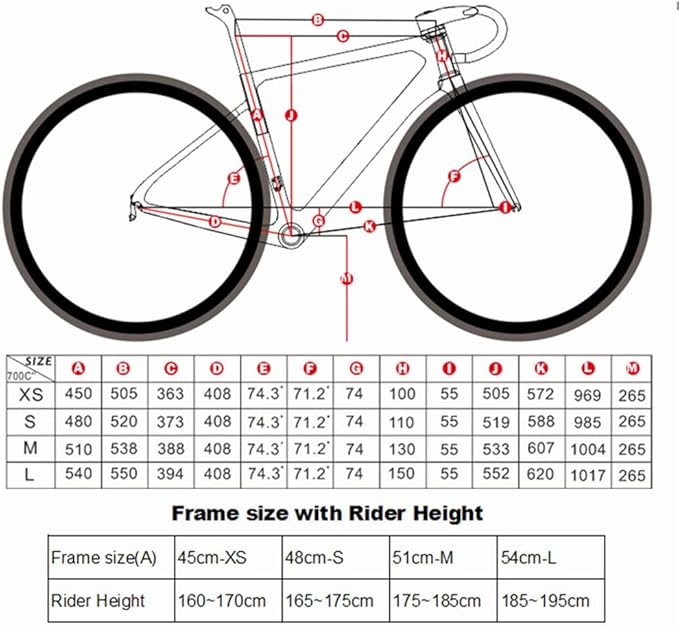 Carbon Fiber Road Bike Frameset 700C C Brake Racing Frame with Fork 45/48/51/54cm 100/130mm Quick Release Frame Set Internal Routing(45cm)