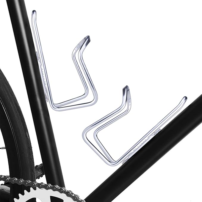 FiveBox Bike Water Bottle Cage, 2Pack Cycling Bicycle Water Bottle Cage Holder Bracket for Mountain Bike MTB Road Bike, Bike Accessories, Made of Lightweight Aluminum Alloy (Silver)