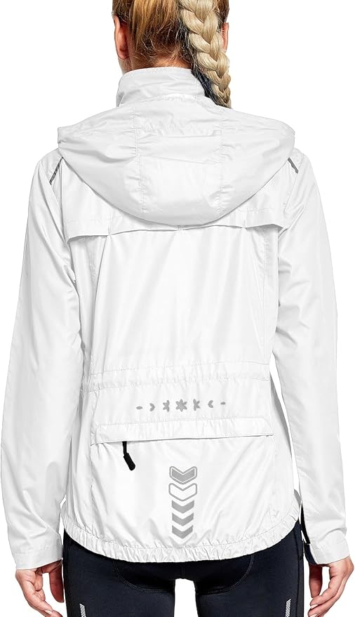 FitsT4 Sports Women's Cycling Running Jackets Lightweight Windproof Bike Windbreaker Reflective with Hooded