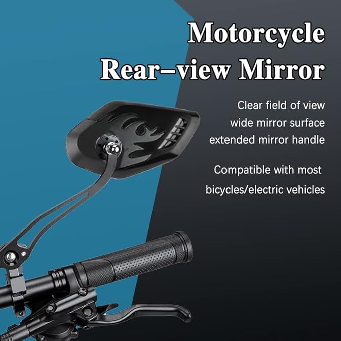 ASUBHA 2PCS Motorcycle Mirrors, Motorcycle Mirrors for Handlebar, Convex Handlebar Rear View Side Mirror with M8 M10 Bolt, Wide Angle Rear View Mirror Car Accessories for Scooter ATV UTV Dirt Bike