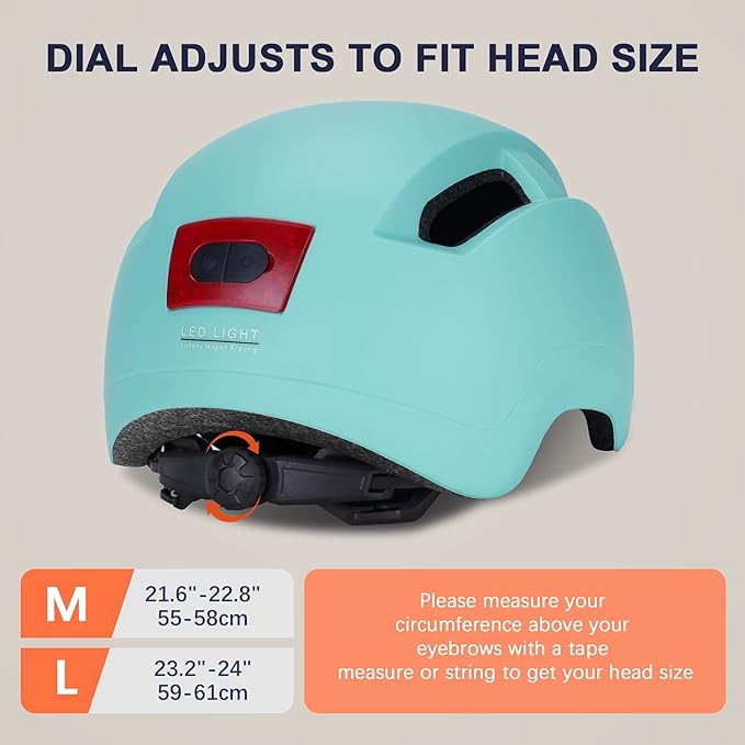Adult Bike Helmet with Light - Dual Certified for Bicycle Scooter Skateboard Road Cycling Skating Helmet