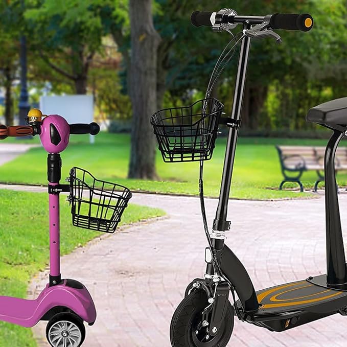Bike Basket with a Fixed Holder,Kids Small Scooter Tricycle Accessories Kit with Bells Tools,Rust-Resistant Electric Bicycle Front Baskets Accessories for Women and Men