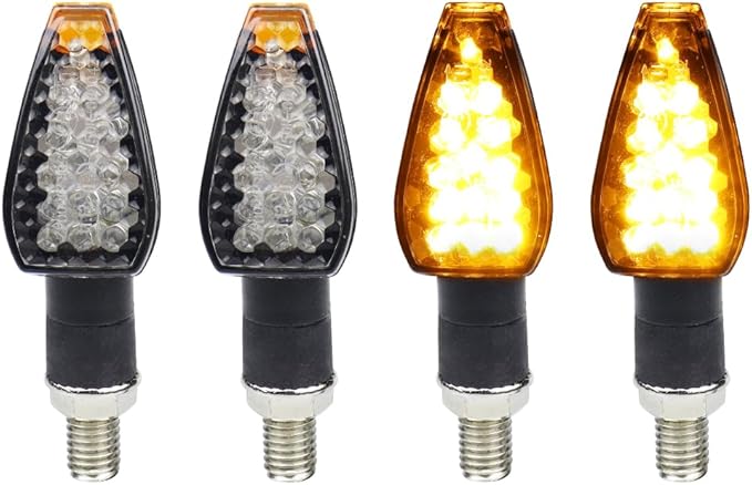 4Pcs Smoked Universal LED Turn Signal Lights Motorcycle Front Rear Amber Blinkers Compatible with Harley Touring ADV Enduro Suzuki Yamaha