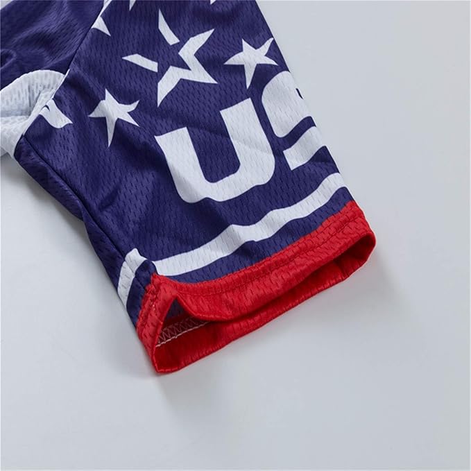 JPOJPO USA Cycling Jersey Men Short Sleeve Bike Shirts Biking Jersey Summer American Bicycle Tops with 3 Pockets Reflective