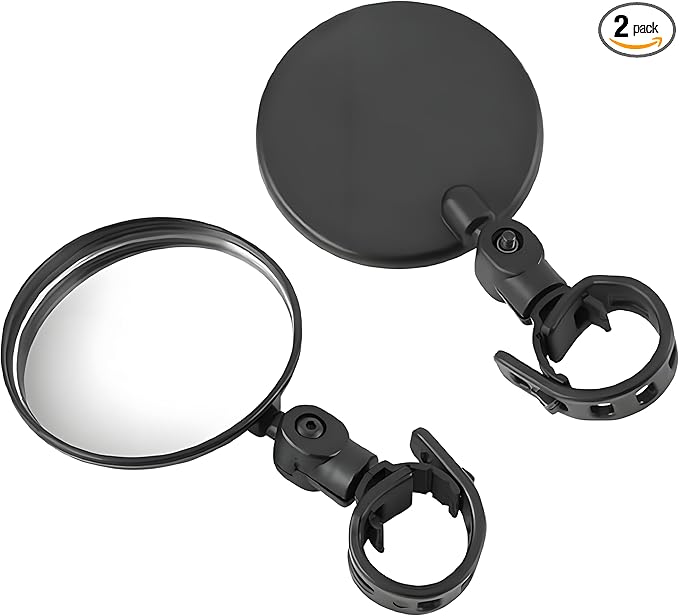 2Pcs Adjustable Rear View Mirror for Bikes, Universal Rearview Mirror for Handlebars, Wide Angle Acrylic Convex Safety Mirrors for Bikes Road Mountain Bike