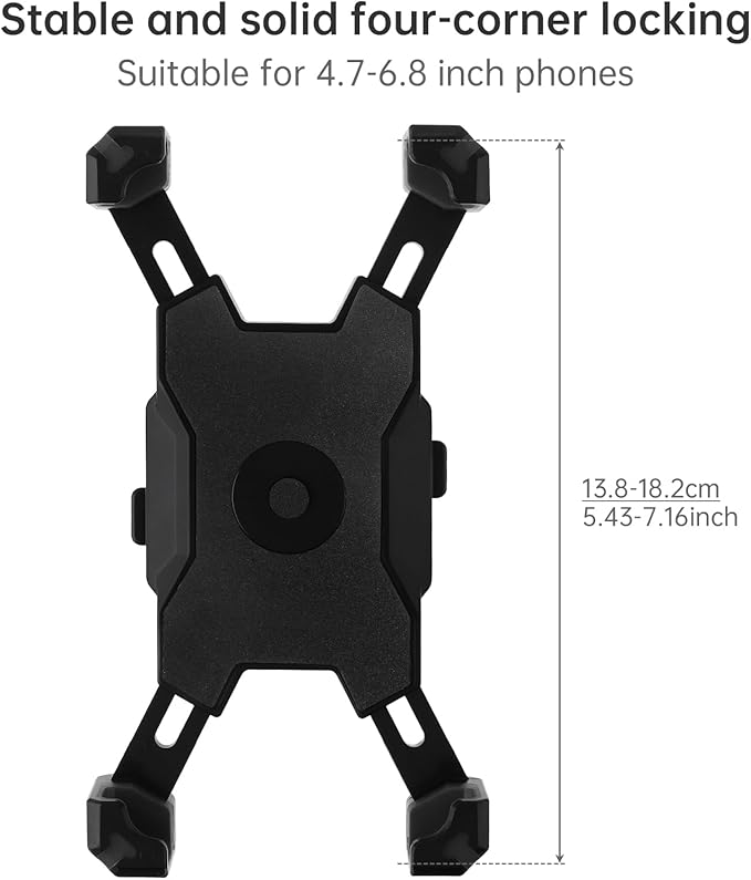 Universal Bike Phone Mount, Compatible with 4.7-6.8 Inch Smartphones, Adjustable, Shockproof, Easy to Install, Black