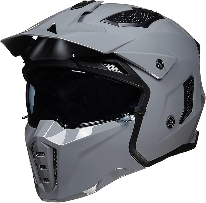 ILM Open Face Motorcycle 3/4 Half Helmet for Men and Women, Vintage Retro Helmet with Visor for Moped ATV Cruiser Scooter DOT Model Z302(Gray,Small)
