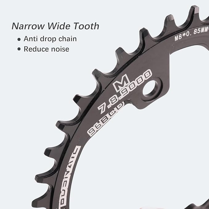 DJC Bike Chainring Asymmetrical 96BCD Round/Oval for XT SLX M6000 / M7000 / M8000 / M9000 MTB 7/8/9/10/11/12 Speed Narrow Wide 30T/32T/34T/36T/38T Tooth
