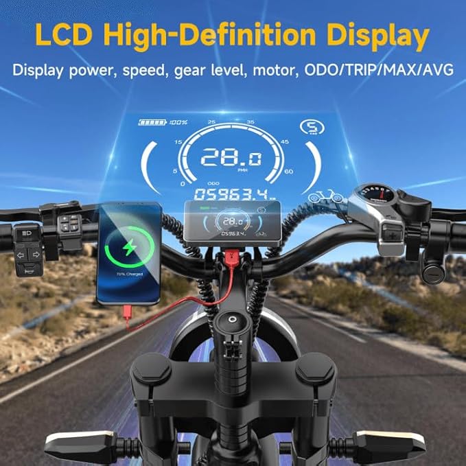 Electric Bike for Adults - 16/20 Inch Fat Tire Ebike, 750W/Peak 1500W Motor Ebike, 48V15.6AH Detachable Battery, 4 Riding Modes Electric Dirt Bike