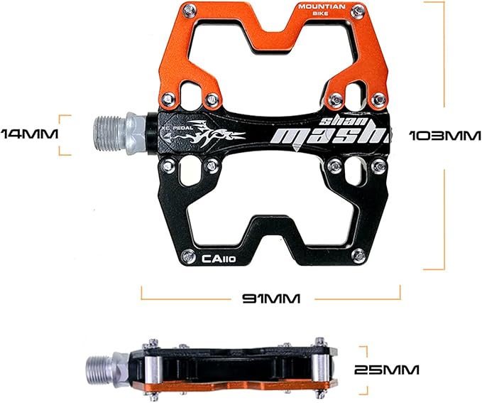 Mountain Bike MTB Pedals Parallel Bicycle Road Pedal 9/16 Inch Ultra-Light Flat Aluminum Alloy Sealed Bearing with Anti-Skid 1 Pair
