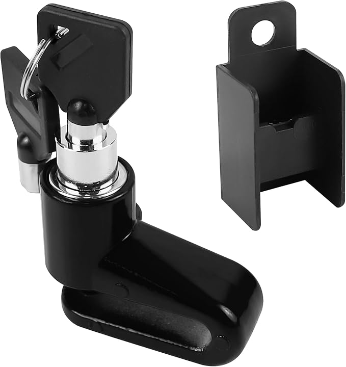 Motorcycle Disc Brake Lock, Anti-Theft Motorbike Security Wheel Disc Brake Lock with Two Keys, Safety Wheel Disk Locks for Scooter Mountain Road Bike Bicycle Powersports (Black with Bracket)