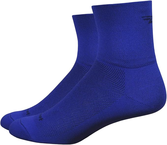 DEFEET | Aireator 3" - D-Logo Cycling Socks | For Biking, Running, & Everyday Adventures | Light Navy | Large