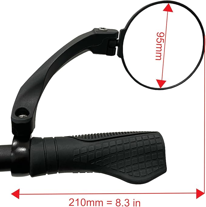 afny NEW Handlebar E-Bike Mirror, Round Large Surface, HD Automotive Grade Glass Bicycle, Safe Blast-Resistance Cycling, HF-M958-FR01 (Silver Right)
