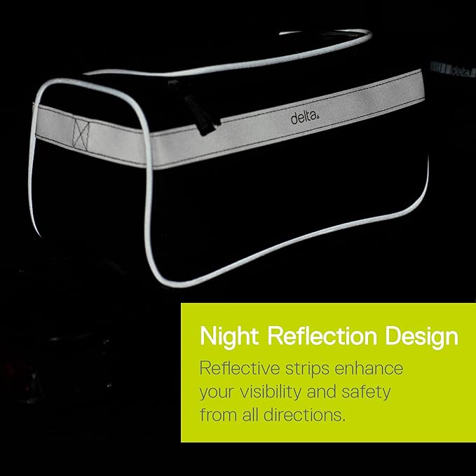 Bike Handlebar Bag for Phone - Top Tube Cycling Accessories with Waterproof Transparent Pouch for Adult Mountain and Road Bicycles with Reflective Material for Safety - Bikepacking Front Bag