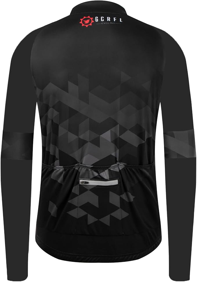 GCRFL Men's Cycling Jersey Long Sleeve Biking Shirt with 3+1 Zipper Pocket Breathable Quick Dry Bicycle Jersey