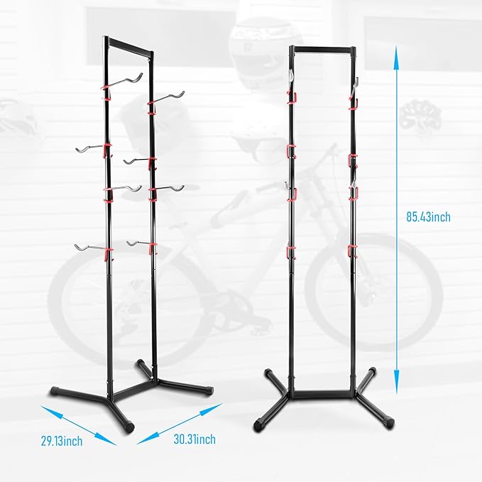 MEGHNA Bike Stand 4 Bike Rack Removable Bicycle Holder for Garage Home Bike Shop Bike Storage Rack Adjustable Height Hanger Floor Bike Parking Stable Base for Mountain Bike Road Bike