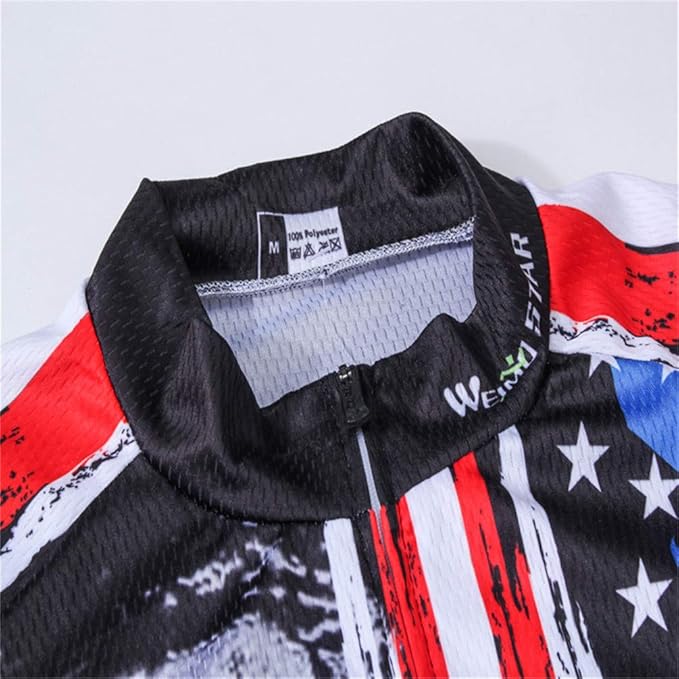 JPOJPO USA Cycling Jersey Men Short Sleeve Bike Shirts Biking Jersey Summer American Bicycle Tops with 3 Pockets Reflective