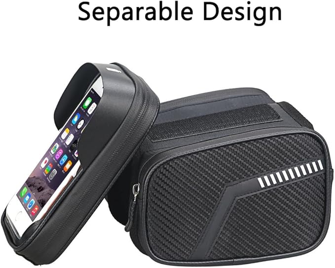 Bike Frame Bag with 2 Side Storage Pockets Bicycle Top Tube Phone Bag with Sensitive Touch Screen,Waterproof