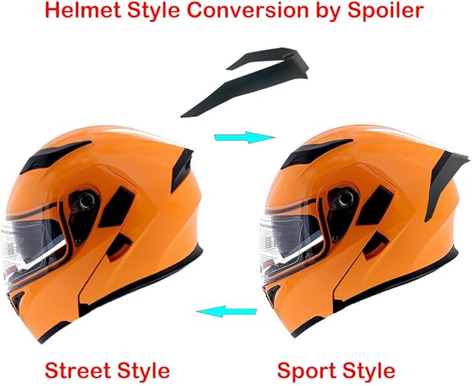 1Storm Motorcycle Modular Full Face Helmet Flip up Dual Visor Sun Shield: HB89 Glossy Orange