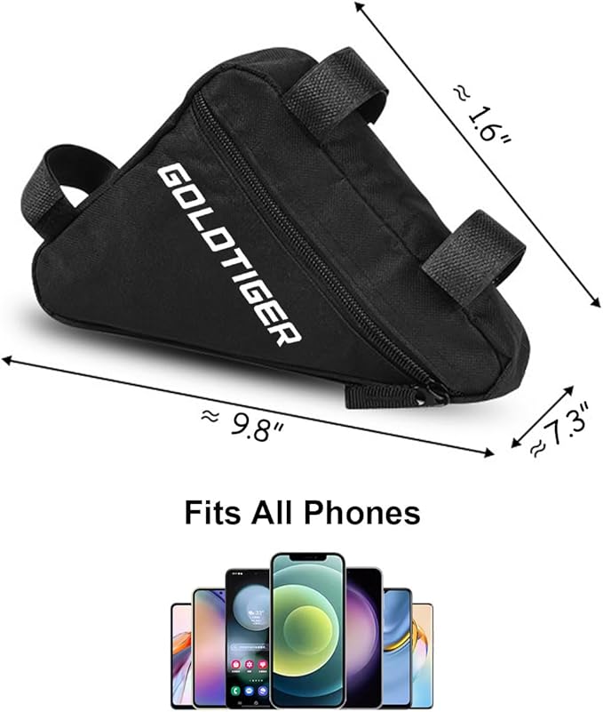 GoldTiger Ultra-Lightweight Triangle Bike Frame Bag，Spacious, Easy-Access Saddle Pouch for Cycling Essentials - Secure & Durable (Triangle Pouch)