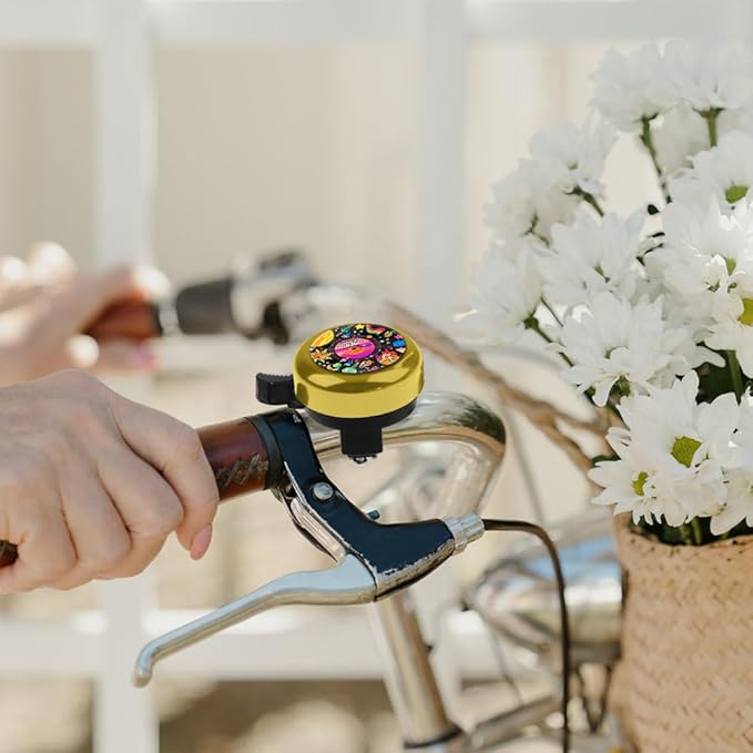 WIRESTER Gold Aluminum Round Bike Bell, Classic Ring Bicycle Bell, Bike Accessories Bell Ring for Adults Kids Girls Boys