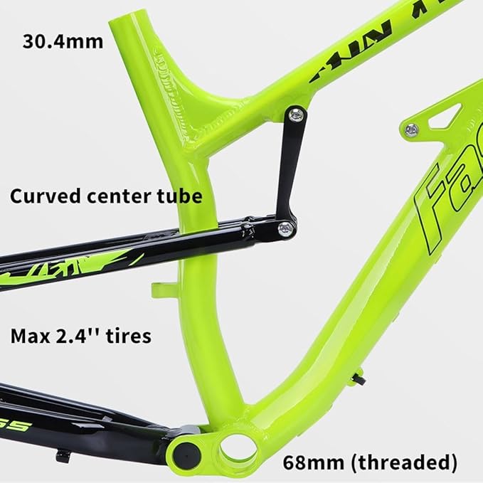 Full Suspension Bike Frame 27.5er Softtail Mountain Bike Frame Aluminium Alloy Disc Brake Bicycle Frame 17'' DH/XC/AM 135mm Quick Release Frame(Color:Green)