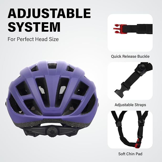 Youth Adult Road Bike Helmet, Men Women Adjustable Mountain Bicycle Helmet with Detachable Visor, 2 Sizes for Age 8-14+ Youth, Kids, Adult