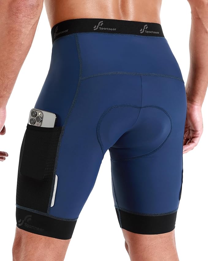 Sportneer Padded Bike Shorts for Men - 4D Padding Mens Bicycle Cycling Biking Clothing Shorts, Breathable and Absorbent