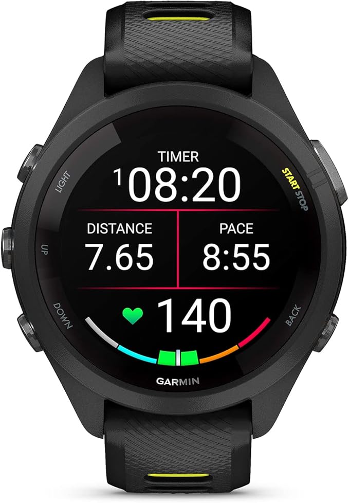 Garmin Forerunner 265S Advanced Multisport Touchscreen Smartwatch, Black | Heart Rate Monitor, Training Stats, Daily Suggested Workouts, Up to 15 Day Battery Life with Signature Series Charging Bundle