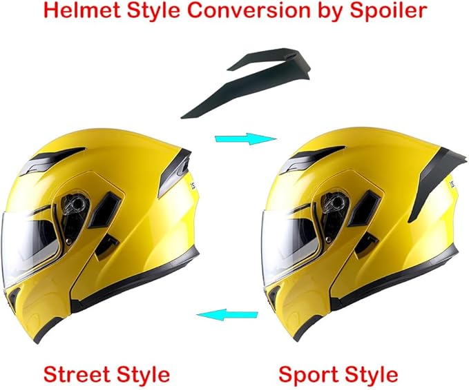 1Storm Motorcycle Modular Full Face Helmet Flip up Dual Visor Sun Shield: HB89 Glossy Yellow