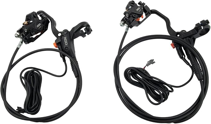 E-Bike Hydraulic Disc Brake Set Electric Power Control Shifter, Aluminum Front 140/160mm Rear 160/180mm Brake Rotors, Left/Right-Front/Rear Braking Direction For Scooter And Motorcycle(front+rear)