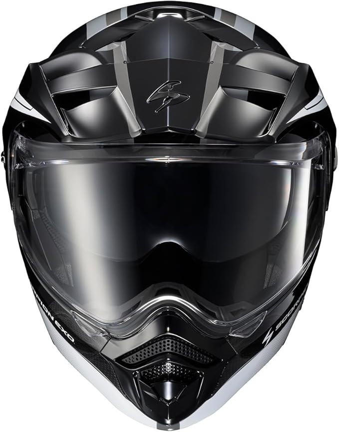 ScorpionEXO AT960 Modular Adventure Street Motorcycle Helmet with Bluetooth Ready Speaker Pockets DOT ECE Approved Topographic 2 (Black/White/Grey - 2X-Large)