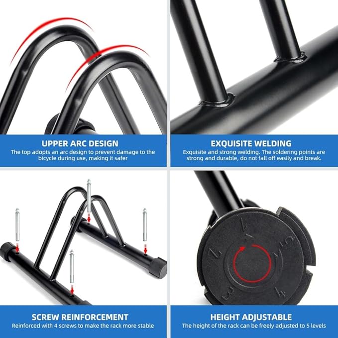 Metal Bike Storage Rack, Floor Stand for 3 Bicycles, Outdoor Loop Parking Holder for Garage, Shed (2 paragraph)