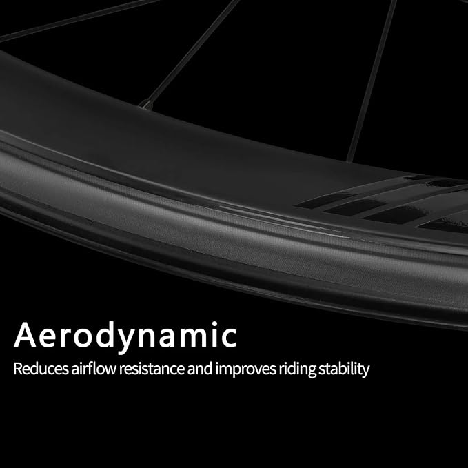 Carbon Road Bike Wheelset, 700C Reflective Pattern Clincher, Center Lock Barrel Axle Disc Brake 50mm Deep Wheelset