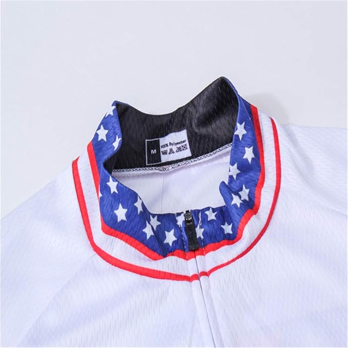 JPOJPO USA Cycling Jersey Men Short Sleeve Bike Shirts Biking Jersey Summer American Bicycle Tops with 3 Pockets Reflective