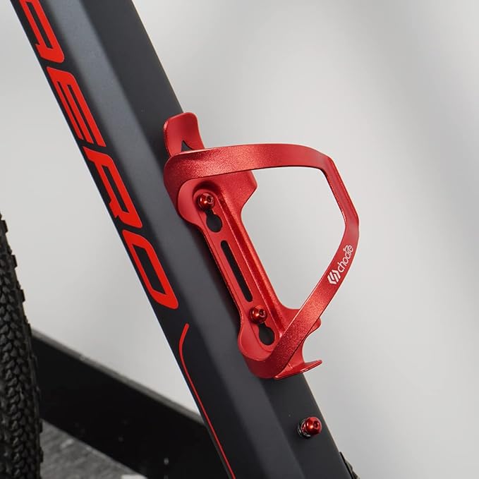 Chooee Bike Water Bottle Holder Aluminum, Bicycle Water Bottle Cage for Road Bikes Mountain Bikes Red 2-Pack