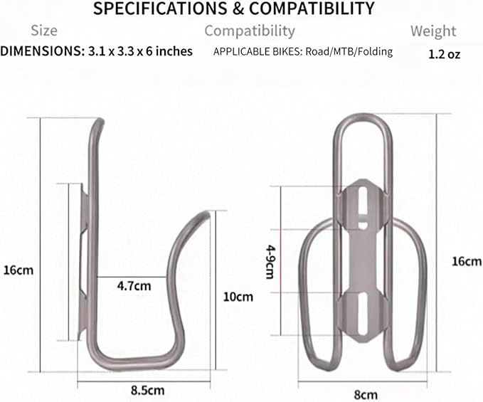 Titanium Bike Water Bottle Cages, 2-Pack, Lightweight and Durable Alloy Holder for MTB and Road Bicycles - Silver (02 2Pack)