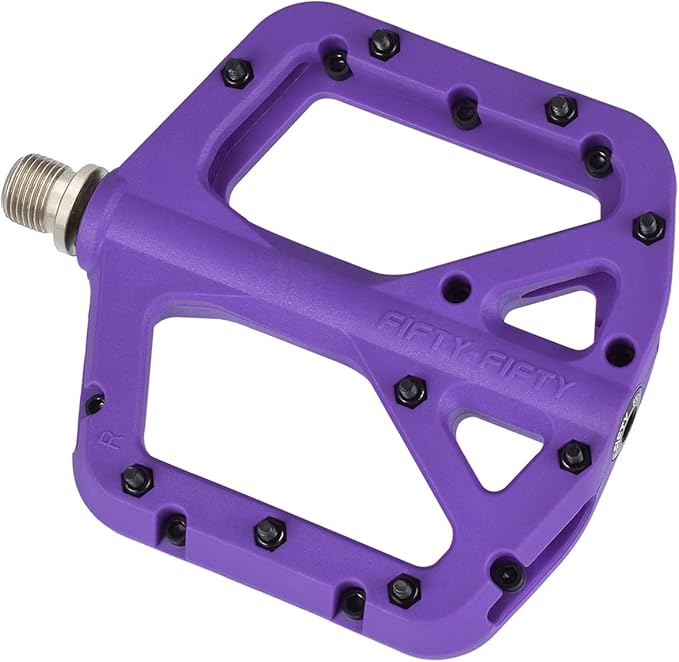 FIFTY-FIFTY Mountain Bike Pedals, Non-Slip MTB Nylon Composite, 9/16" Bicycle Pedals, Lightweight and Wide Flat Platform