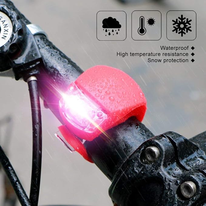 Bike Light Set - 6 LED Super Bright Headlight & Taillight, Waterproof Silicone Mount for Road/Mountain Bike, Cycling Safety Front & Rear Lights