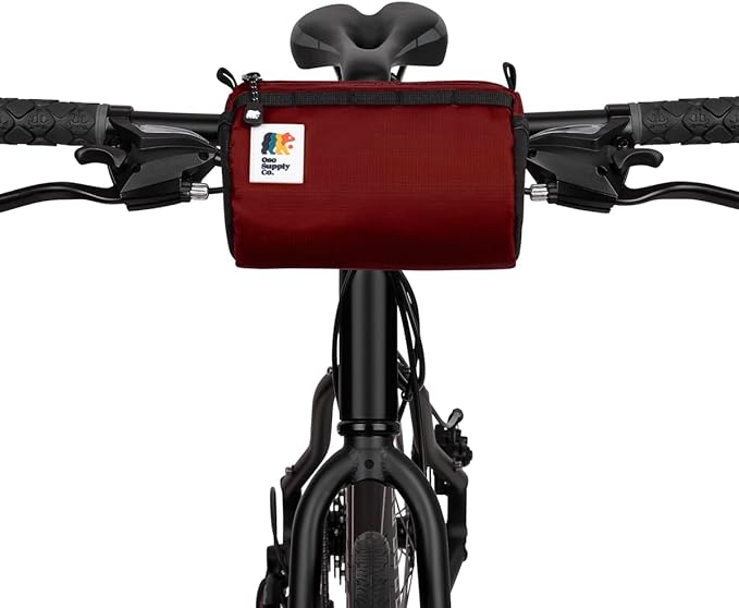 Handlebar Bike Bag – Water-Resistant Hard Shell with Quick-Access Zipper, Side Mesh Pockets, and Spacious Storage – Ideal for Cycling, Commuting, and Adventure Rides (Red)