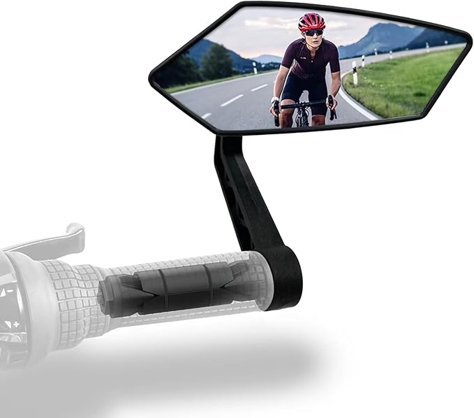 Bike Mirror, HD Glass Bicycle Mirrors for Handlebar Mount, Adjustable Bar End Bike Rear View Mirror, Scratch Resistant Handlebar Mirrors for E-bike,Mountain Bike & Scooter(Right 0.59-0.78")