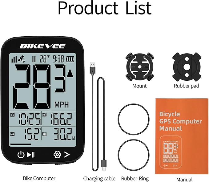 Bike Speedometer GPS Wireless Cycling Computer – Auto Start/Stop, Auto Backlight, Waterproof Bicycle Odometer MPH KM/H, 2.4" LCD Display
