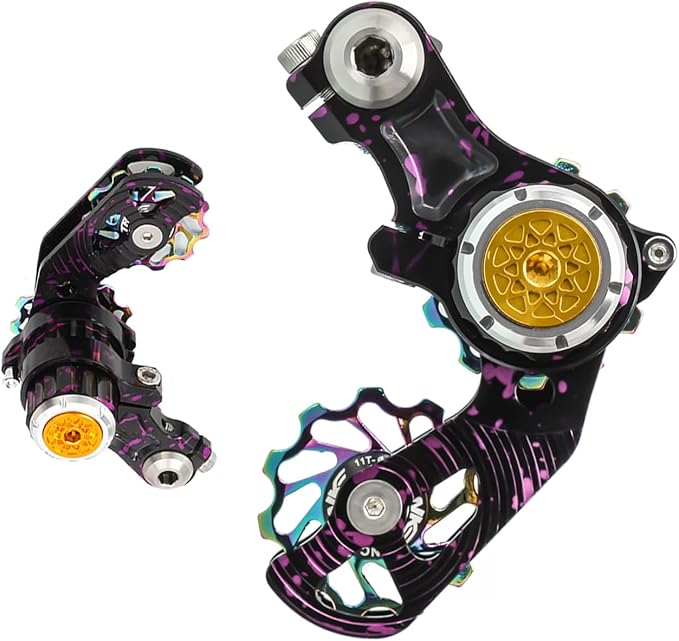 Single Speed Chain Tensioner Kit, CNC 6061 Aluminum Adjustable Tensioner with 11T Guide Pulley (Ceramic Bearing), Rear Derailleur Hanger Mount for Hardtail MTB, BMX, DJ & Folding Bikes
