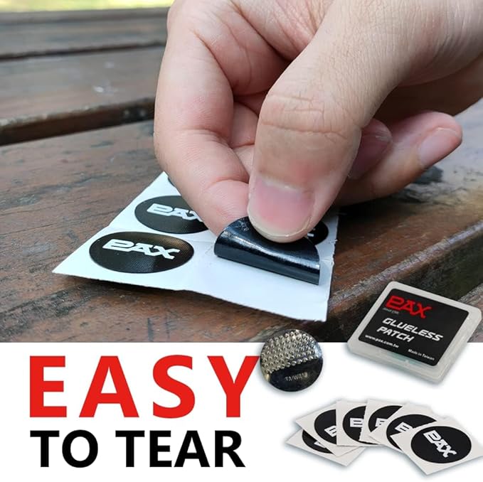 PAX 14 Pcs Glueless Bike Tire Patch Kit (2 Packs), 24mm (0.94 Inch) Round, Lightweight Pre-Glued Self-Adhesive Puncture Repair for Inner Tube, Instant Flat Fix for Road, Mountain, BMX